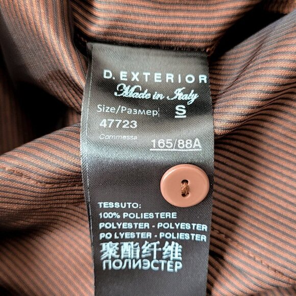 NWT D. Exterior Copper Brown Satin Edwardian Pleated Collar Button Down Shirt - Picture 14 of 14